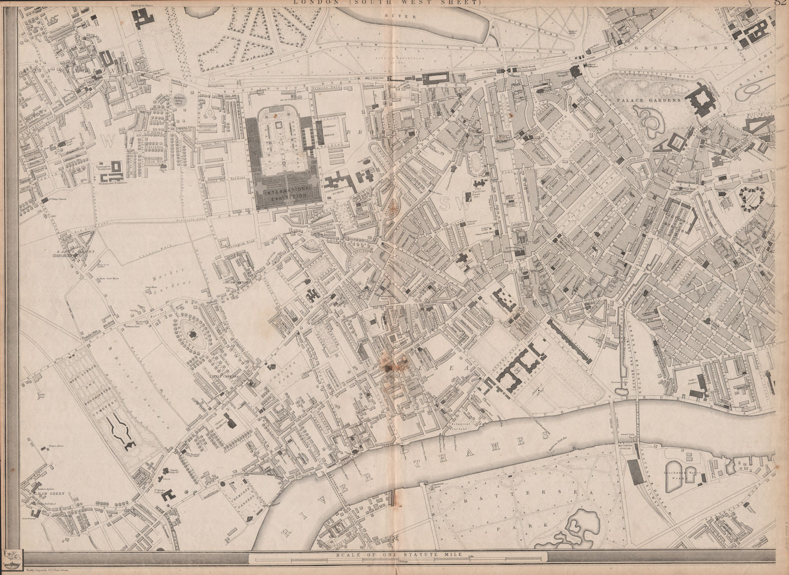 'CASSELLS LONDON SW Kensington Chelsea Belgravia. 1862 Expo. WELLER 1862 map